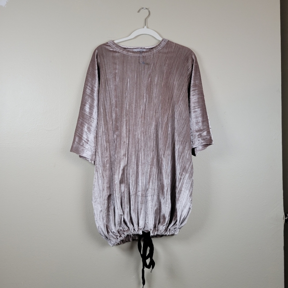 Zara Trafaluc SUPER Shiny Crushed Velvet Drawstring Dress